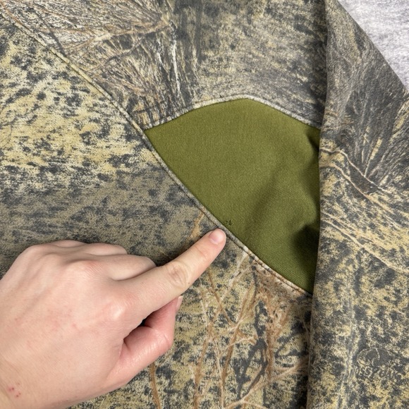 Cabelas Sweatshirt Mens Large Green Hoodie Mossy Oak Brush Camouflage Hunting - Picture 8 of 13